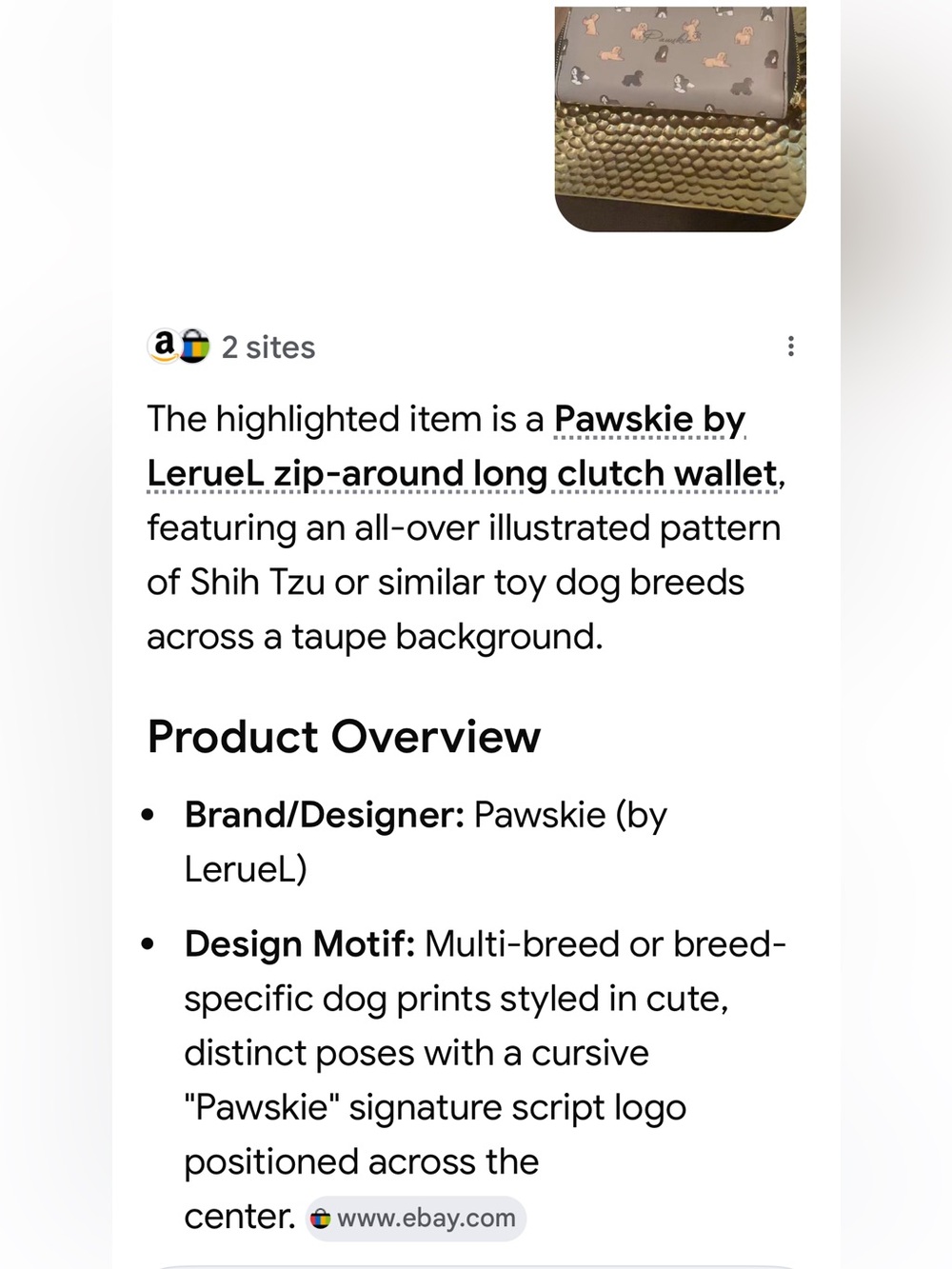 #2282Pawskiie Gray Dog Print Zip Wallet - Picture 5 of 15